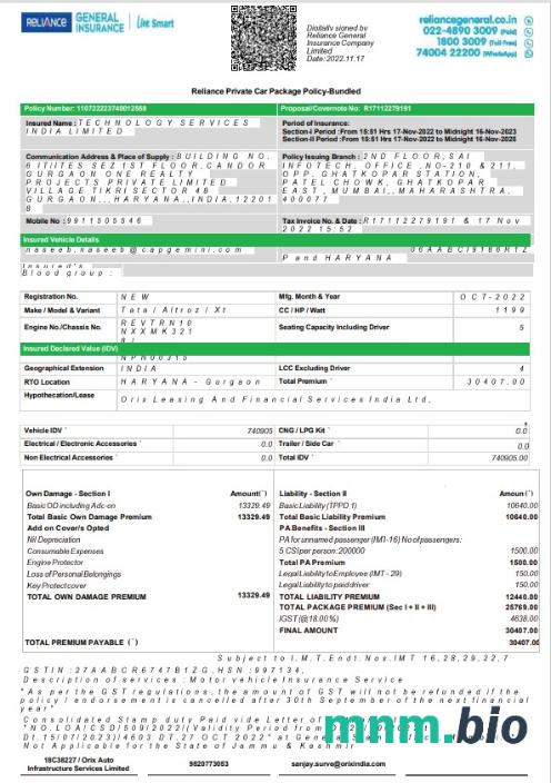 India rmgb wyciąg bankowy szablon Worda i PDF, 2 stronas scr